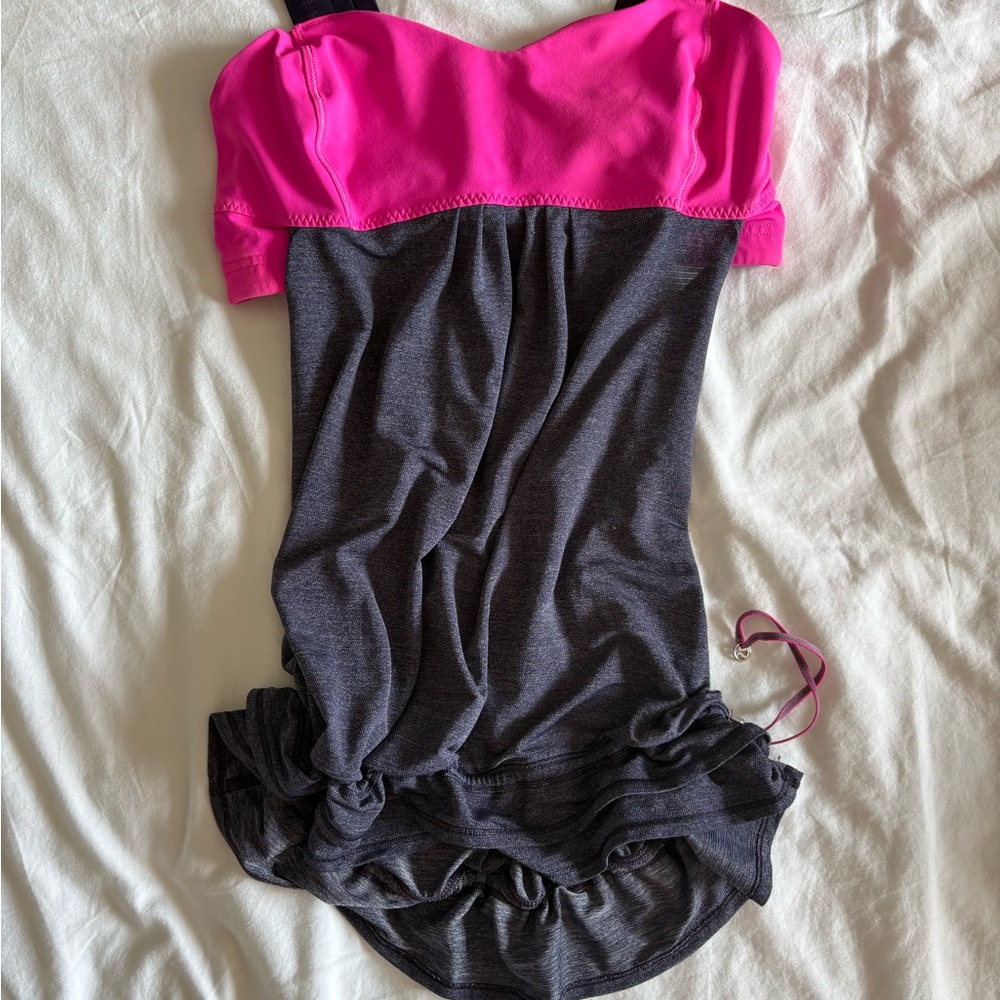Lululemon Pink & Navy Blue Back on Track Workout Tank
